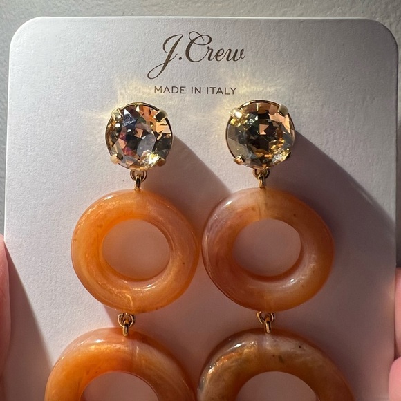 HP!⭐️ NWT J.Crew Made-in-Italy round drop earrings. Sold out! Glass top. - Picture 5 of 9